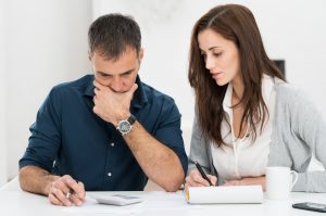 Couple reviewing documents